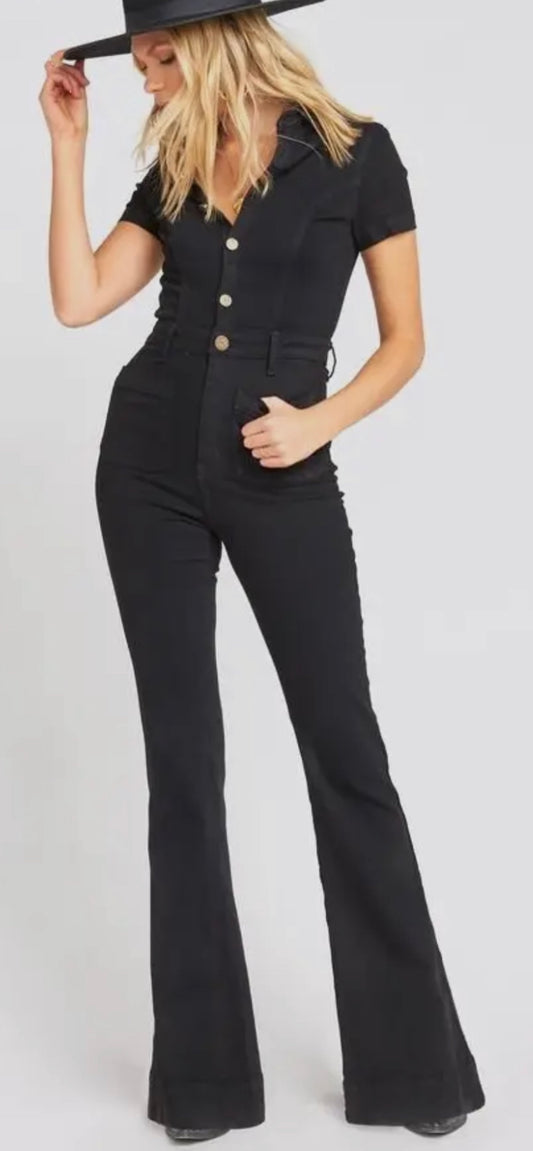 Black denim jumpsuit