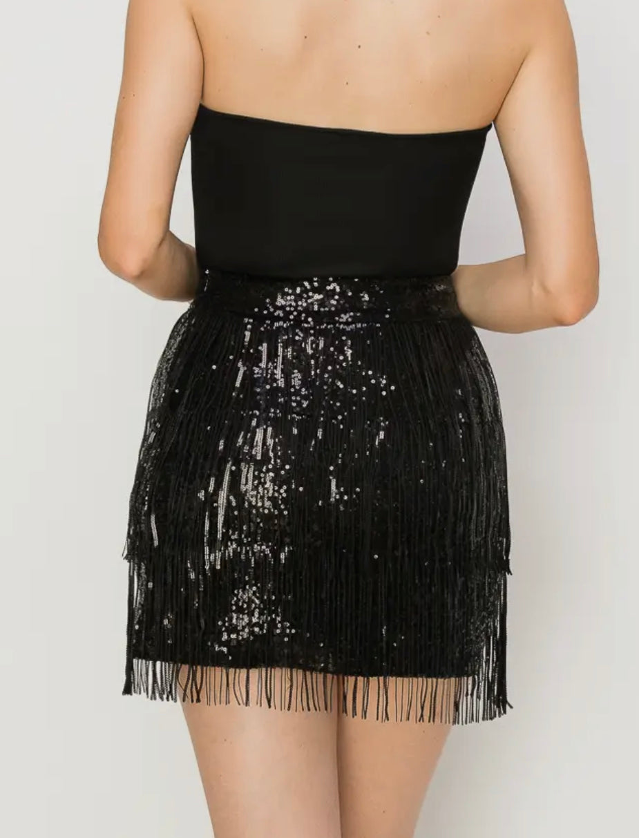 Black sequin skirt