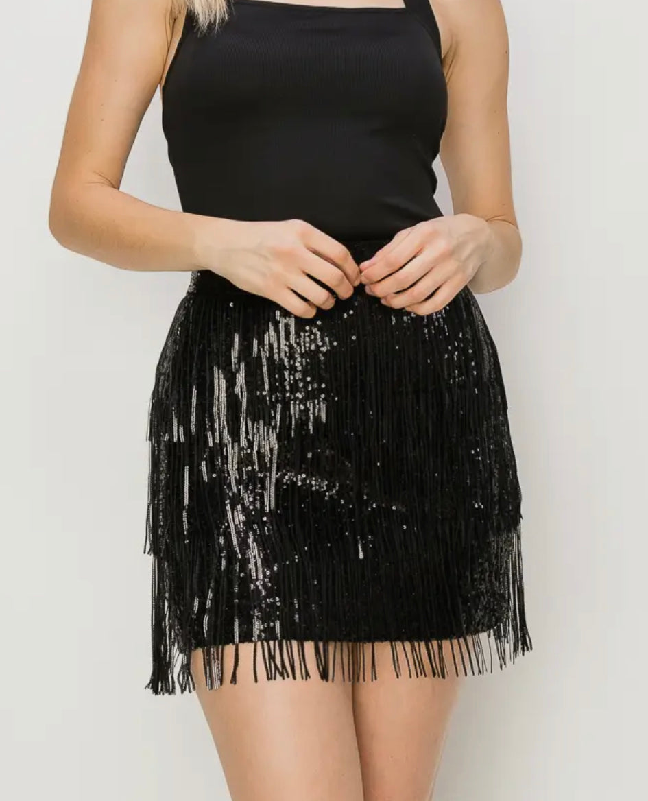 Black sequin skirt